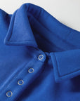 Collared Snap Button Exposed Seam Sweatshirt