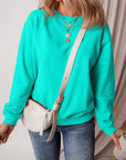 Solid Fleece Lined Drop Shoulder Terry Sweatshirt
