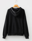 Solid Half-Zip Kangaroo Pocket Baggy Hoodie