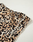 Plus Size Leopard Embroidered Ruffle Short Sleeve Blouse