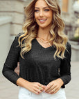 Metallic Satin Bow Open Back V-Neck Top