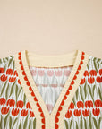 Floral Tulip Stripe Short Puff Sleeve Mini Dress