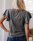 Solid Layered Ruffle Short Sleeve Round Neck Top