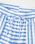 Stripe Knitted Top & Drawstring Shorts Set