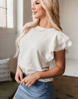 Cecelia Ruffled Flutter Sleeve Blouse