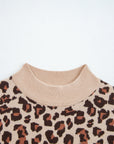 Leopard High Neck Long Sleeve Sweater Dress