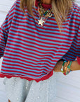 Stripe Reverse Seam Contrast Trim Sweatshirt