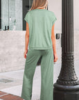 Solid Short Sleeve Tee and Drawstring Pants Set