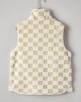 Stevie Sherpa Checkerboard Button Vest With Pocket