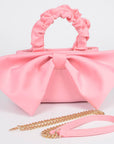 Nylon Top Handle Bag with Bow Front Clutch
