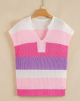 Elliot Color Block Notch V Neck Sweater Top