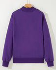 Solid Mock Neck Drop Shoulder Oversize Sweatshirt