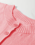 Solid 3/4 Sleeve Boxy Button-Down Cardigan