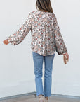 Floral Frilled Puff Sleeve Button Down Shirt
