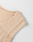 Solid Ribbed Trim Deep V-Neck Sleeveless Tunic Sweater
