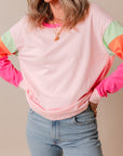 Colorblock Patchwork Long Sleeve Top