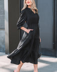Flounced 3/4 Sleeve Tiered Maxi Dress