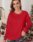 Solid Crew Neck Pullover Sweatshirt