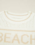 BEACH Hollow Out Knit Dolman Sleeve Sweater