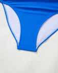 Colorblock Square Neck Top & High Waist Bikini Set