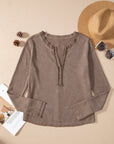 Zahra Waffle Knit Neckline Long Sleeve Top