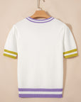 Mardi Gras Tinsel Lettering Short Sleeve Sweater