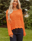 Emerson Crochet Scallop Edge Sweater