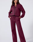 Solid Zip-Up Jacket and Drawstring Pants Set