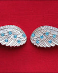 Western Screw Back Concho Angel Wings Bling Nickel Plated Saddle Cowgirl
