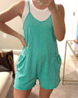 Mineral Wash Spaghetti Strap Pocketed Romper