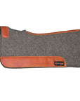 Western Wool Felt Horse Saddle Pad Grey W/ Tan Cowhide Leather