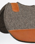 Western Wool Felt Horse Saddle Pad Grey W/ Tan Cowhide Leather