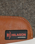 Western Wool Felt Horse Saddle Pad Grey W/ Tan Cowhide Leather