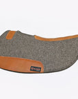 Western Wool Felt Horse Saddle Pad Grey W/ Tan Cowhide Leather