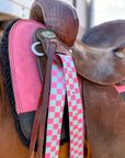 Pink And Turquoise Cinch Strap Set With Industrial-Strength Straps Latigo And Billet