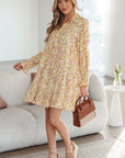 Floral Frilled Trim Smocked Cuff Dress