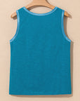 Metallic Contrast Trim Scoop Neck Tank Top