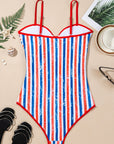 Americana Stripe Cutout Spaghetti Strap Swimsuit