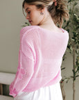 Floral Hollowed Knit Drop Shoulder Pullover Sweater