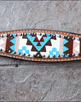 HILASON Western Horse Genuine Leather Headstall & Breast Collar Set Geometry