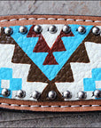 HILASON Western Horse Genuine Leather Headstall & Breast Collar Set Geometry