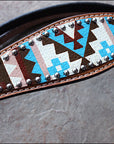 HILASON Western Horse Genuine Leather Headstall & Breast Collar Set Geometry