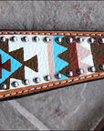 HILASON Western Horse Genuine Leather Headstall & Breast Collar Set Geometry