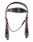 HILASON Western Horse Leather Headstall and Breast Collar Set Tan| Headstall Bridle for Horses Western | Horse Headstall Bridle | Western Headstalls Bridle for Horses