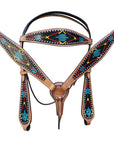 HILASON Western Horse Leather Headstall and Breast Collar Set Tan| Headstall Bridle for Horses Western | Horse Headstall Bridle | Western Headstalls Bridle for Horses