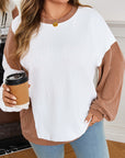 Plus Size Colorblock Cable Textured Top