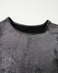 Metallic Ruffle Trim Sleeveless Round Neck Top