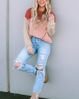 Colorblock Ribbed Long Sleeve Top