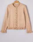 Yamileth Oatmeal Ruffle Trim Sweater
