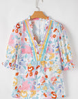 Solana Boho Flower Half Puff Sleeve Blouse